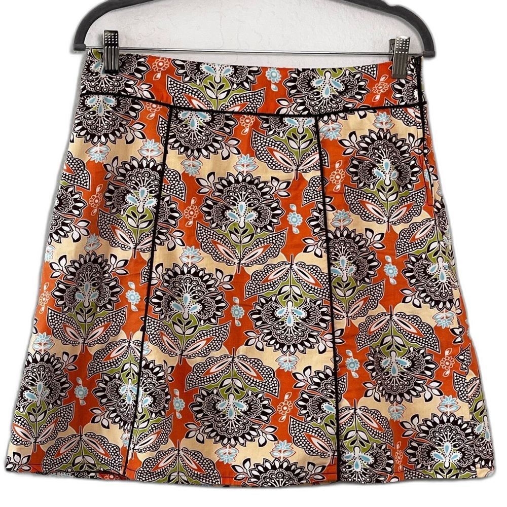 Trixxi Vintage Style Floral A-Line Mini Skirt Orange Mint Blue Size 5 Retro Mod